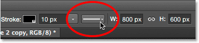 The Stroke Options button in the Options Bar. 