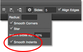 The Smooth Indents option for the Polygon Tool. 