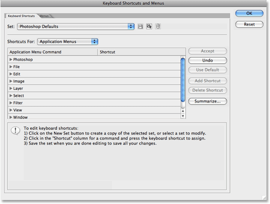 Change keyboard shortcuts