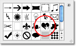 Choosing a custom shape from the Shape Picker in Photoshop. 