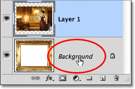 Double-clicking on the name Background in the Layers panel. 