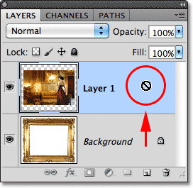 Attempting to drag the Background layer above Layer 1 in the Layers panel. 