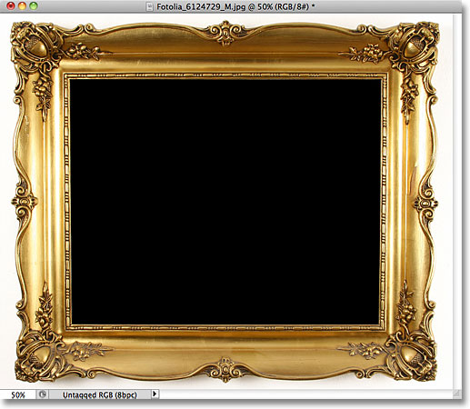 The area inside the photo frame has been filled with black. 