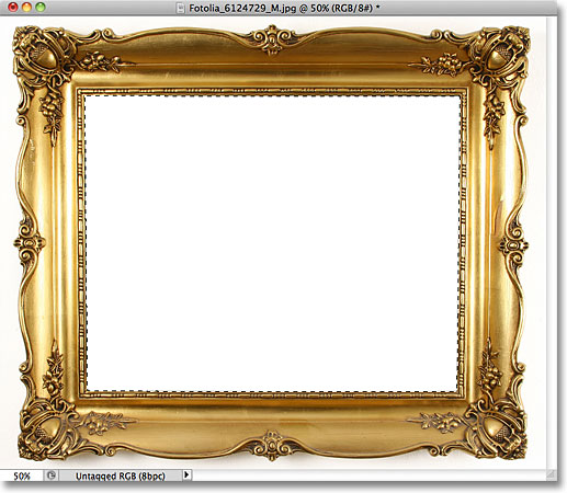 Selecting the inside of the frame with the Magic Wand Tool. 