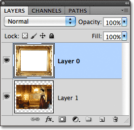 Layer 0 has been moved above Layer 1 in the Layers panel. 