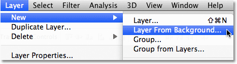 The New Layer From Background command in Photoshop. 