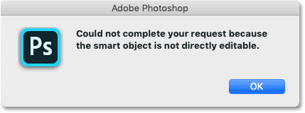 Photoshop's warning that smart objects are not directly editable