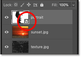 Photoshop's Layers panel showing the image placed as a smart object