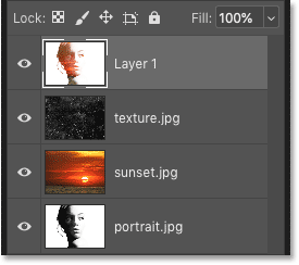 Merging the existing layers onto a new layer in Photoshop's Layers panel