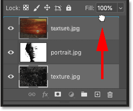 Dragging the texture layer to the top of the layer stack in Photoshop's Layers panel