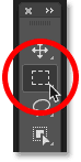 Selecting the Rectangular Marquee Tool in Photoshop's toolbar