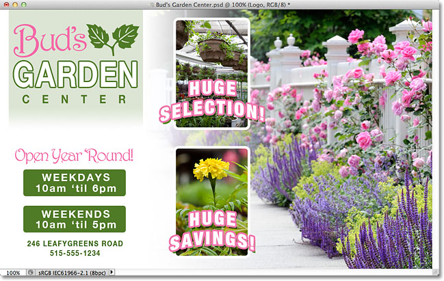 Buds Garden Center Photoshop mockup. 