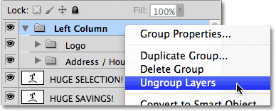 Ungrouping layer groups from another layer group. 