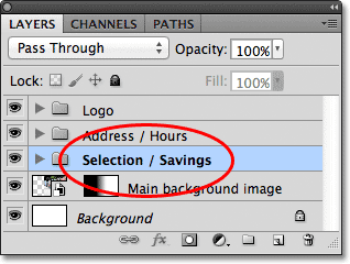 Renaming a layer group in Photoshop. 