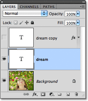 The Layers panel in Photoshop. 