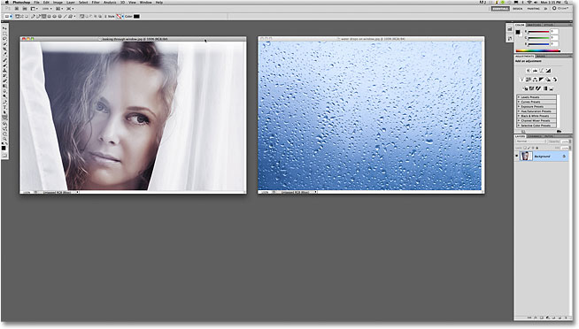 Two document windows open in Photoshop. 