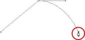 Clicking to add a third anchor point and create a curved path segment.