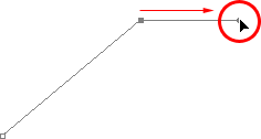 اضغط باستمرار على "Alt" (في نظام Win) / "Option" (في نظام التشغيل Mac) وسحب مقبض الاتجاه على يمين نقطة الربط.