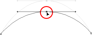 Dragging an anchor point to a new location, causing the path to change shape.