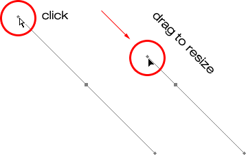 Dragging one of the direction handles in towards the anchor point to make it shorter.