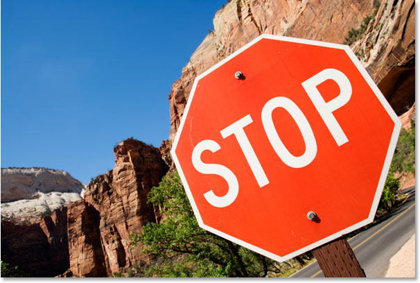 A photo of a stop sign.