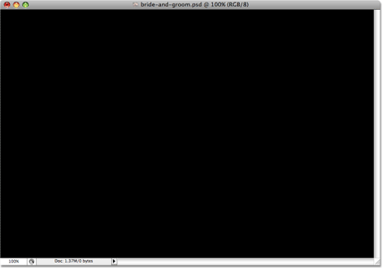 Photoshop plays the step and fills the document window with black. 