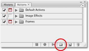 The New Action Set icon at the bottom of the Actions palette. 