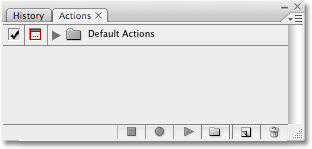 The actions have been reset in the Actions palette. 