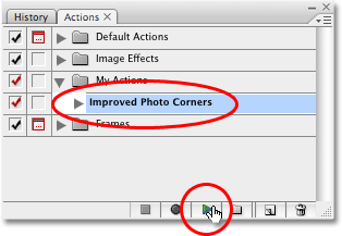 Playing the 'Improved Photo Corners' action. 
