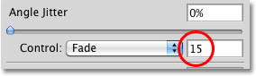 Setting the Angle control to Fade and lowering the steps to 15. 