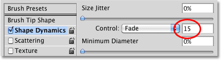 Lowering the number of Fade steps to 15. 