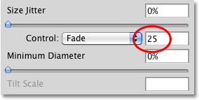 The Fade option set to 25 steps by default. 