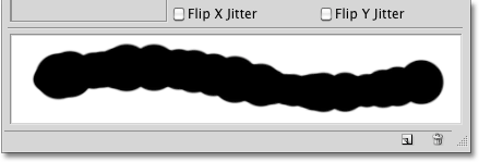 A preview of the brush stroke with Size Jitter applied. 