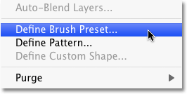 Define Brush Preset opcja w programie Photoshop.