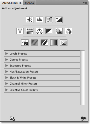 The new Adjustments Panel in Photoshop CS4. 