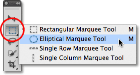 Tool Elliptical Marquee di Photoshop.