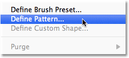 Comando di Photoshop Define Pattern.