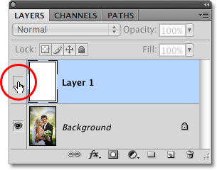 رمز Layer Visibility في Photoshop CS4. 