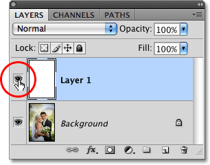 رمز Layer Visibility في Photoshop. 