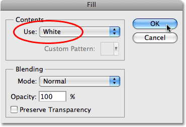 The Fill dialog box in Photoshop. 