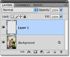 تظهر طبقة جديدة في لوحة Layers في Photoshop. 