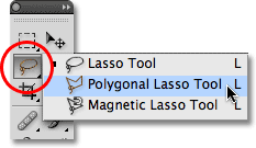 أدوات Lasso و Polygonal Lasso و Magnetic Lasso في Photoshop. 