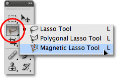 The Magnetic Lasso Tool in Photoshop. 