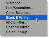 Adding a Black & White adjustment layer in Photoshop