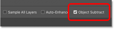 The Object Subtract option for the Object Selection Tool in Photoshop CC 2020