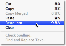 أمر Paste Into في Photoshop. 