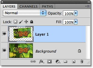 لوحة Photoshop Layers. 