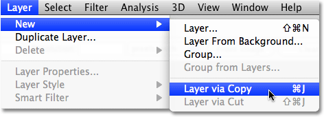 The New Layer via Copy command in Photoshop. 