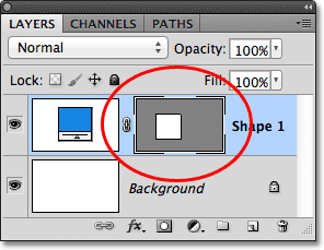 The vector mask on the Shape layer in Photoshop. 