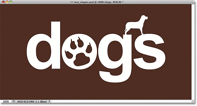 Photoshop text after adding and subtracting shapes. 